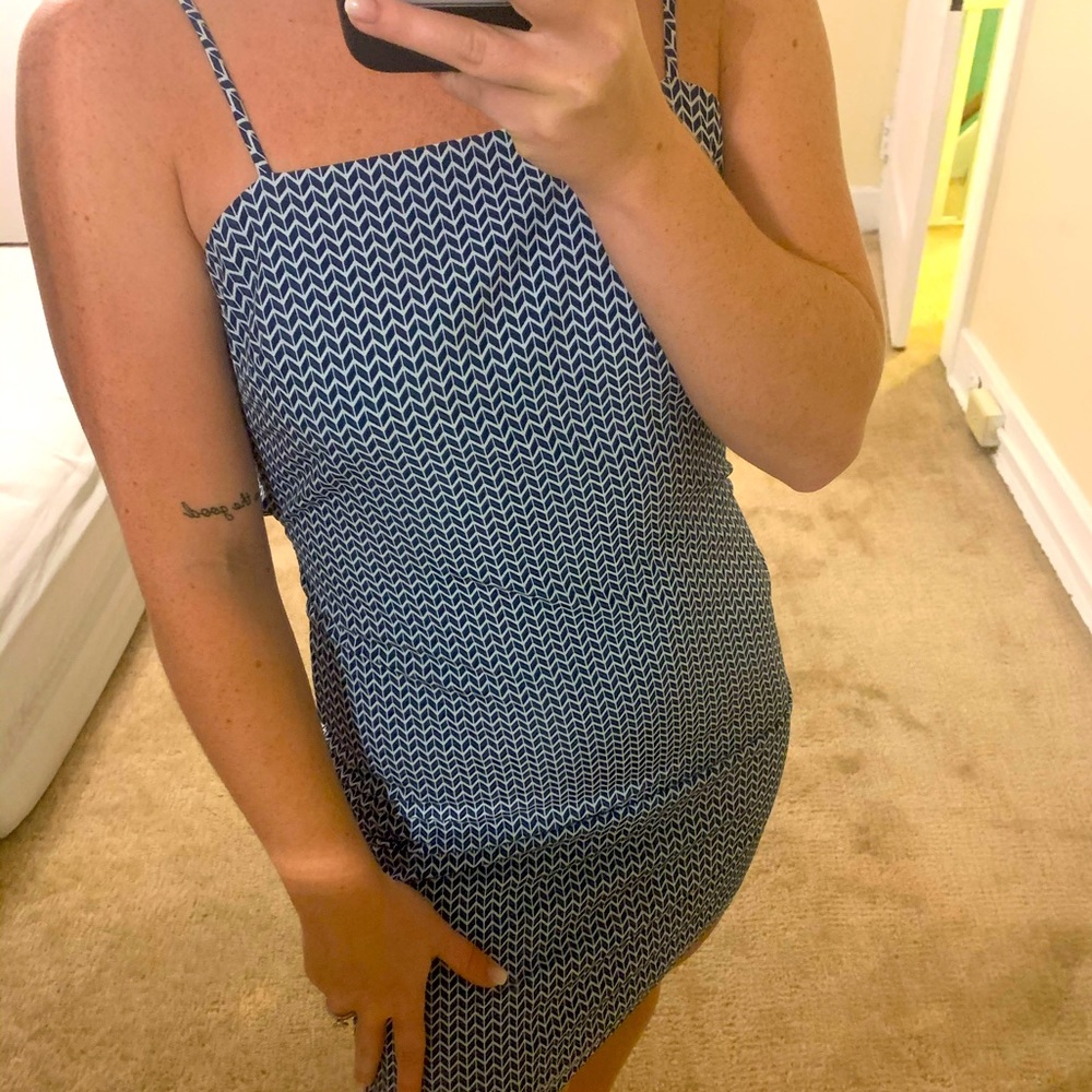 Blue Chevron Mini Dress